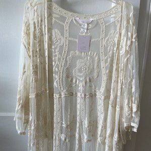 Lauren Conrad Sheer Duster ONE SIZE NWT Lace Kimono Cardigan Light Coverup